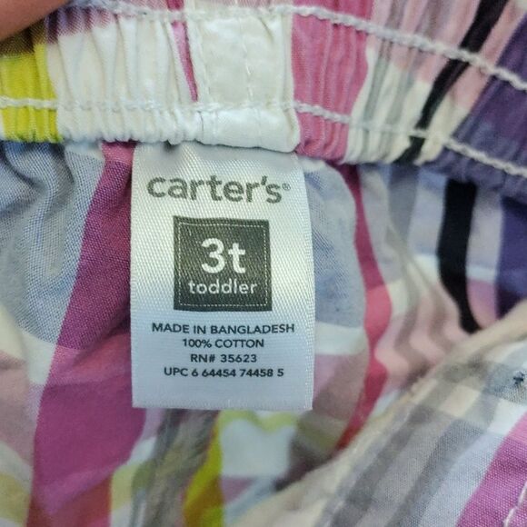 Carters shorts Bermuda 3T purple cotton plaid shorts gray spring summer - Picture 4 of 5